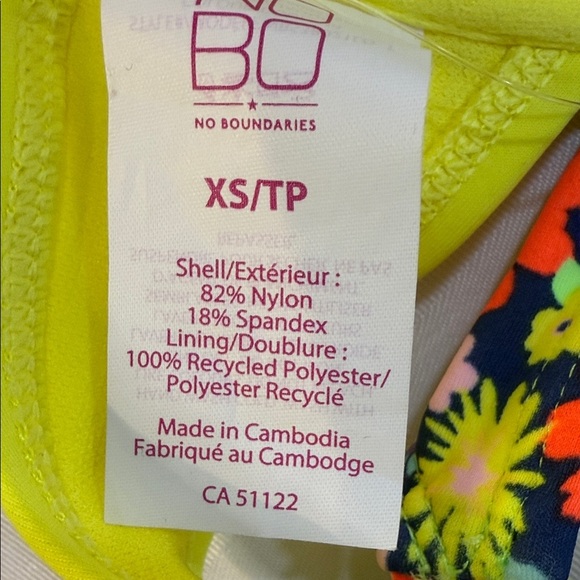 No Boundaries 2 Piece Bikini, Yellow top, High Cut Floral Neon Accents Bottoms - Picture 2 of 9